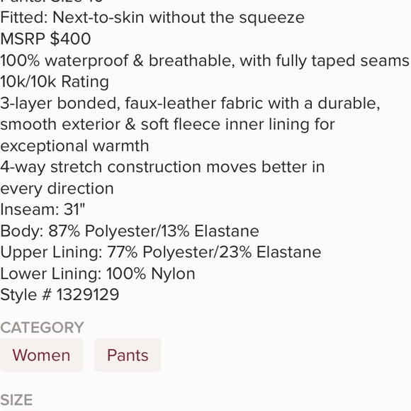 Women’s Lindsey vonn under armour ski pants - Picture 4 of 8